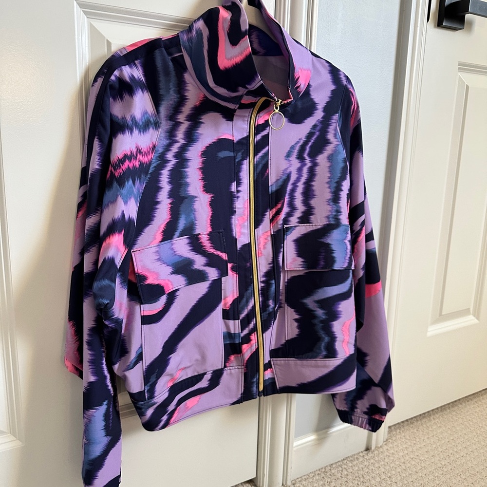 NWT Swirl 🟪 Lilac, Navy & Hot Pink Patterned Women's Sports Jacket